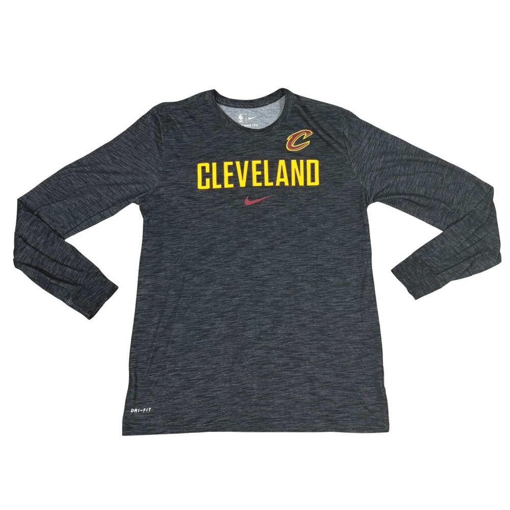 Nike Cleveland Cavaliers Long Sleeve Shirt Men's Large NBA Dri-Fit Gray Training - Picture 2 of 9